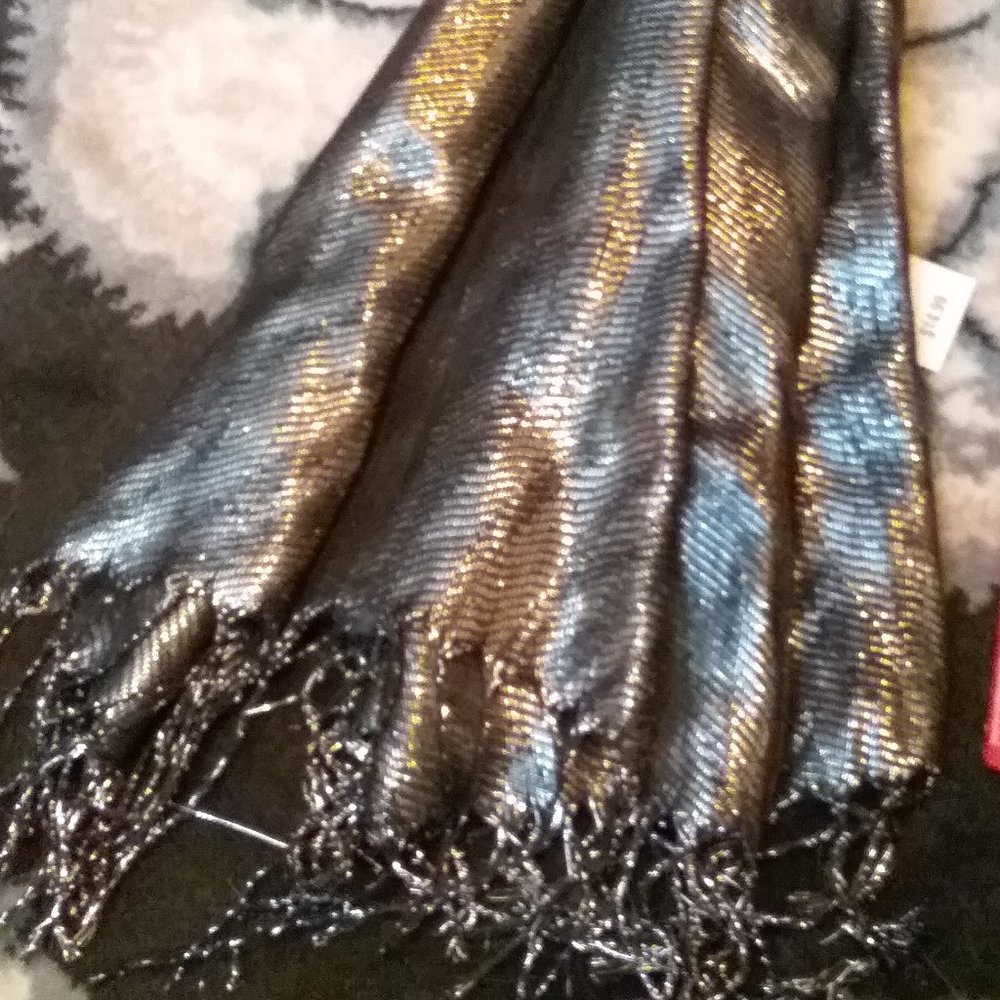 Sliver Shimmering Fringed Scarf